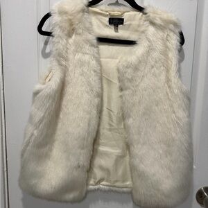 Topshop Cream Faux Fur Vest